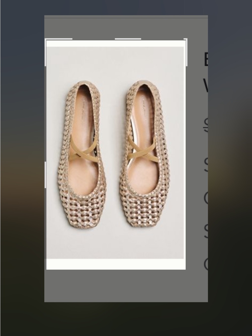 Woven Ballet Flats with Cross Strap - Beige